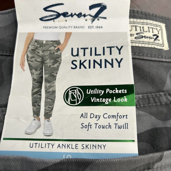 New $69 Seven 7 Utility Skinny Ankle Jeans Pants Concrete Camo sz 10 32x28 - Picture 3 of 9
